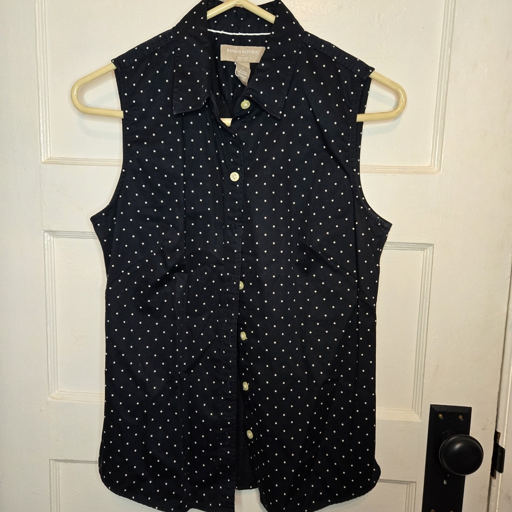 Banana Republic Navy Polka Dot Shirt